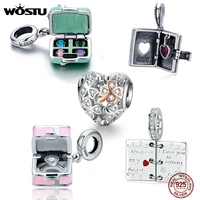 wostu hot sale 925 sterling silver macaron candy box dangle charm fit beads bracelet necklace for women diy jewelry fic663