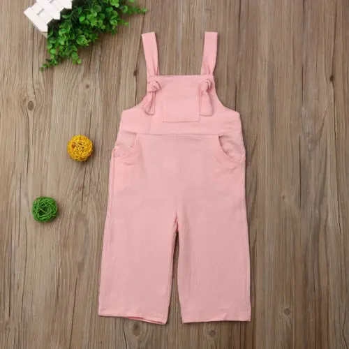 

Summer Toddler Kids Boys Girl Linen Playsuit Dungaree Overalls Outfits Clothes