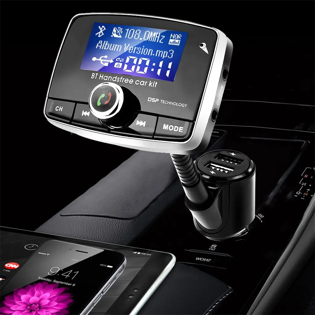 QC3.0 Bluetooth fm-передатчик беспроводной Bluetooth Handsfree автомобильный комплект Регулируемый автомобильный MP3 аудио с 5 В 3.1A двойной USB зарядкой
