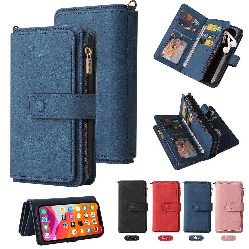 

Multi Card Slots Case for OnePlus Nord N200 N100 N10 CE 5G One Plus 9 Pro 1+ 9 Wallet Luxury Zipper Flip Leather Cover Etui