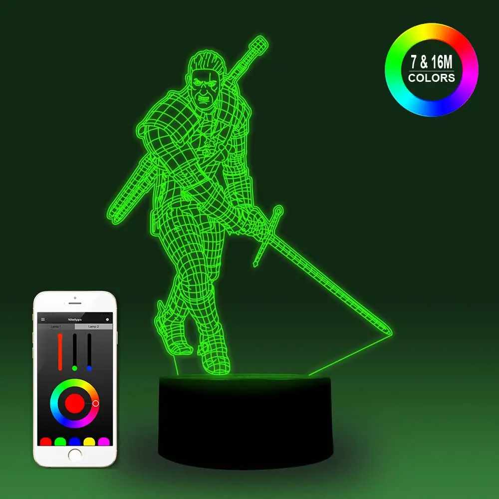 NiteApps 3D Ведьмак Ночной светильник Настольная лампа Иллюзия украшение праздник