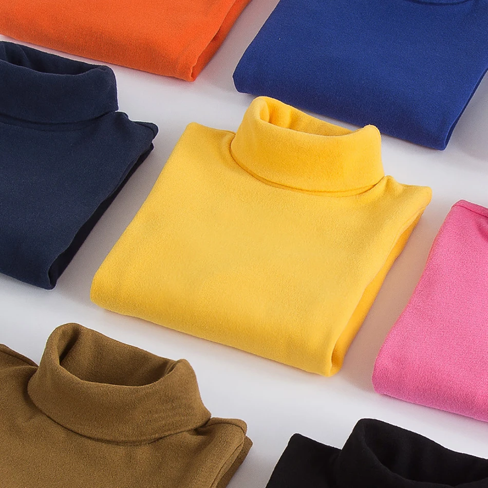 Детский джемпер с высоким воротником хлопковая футболка длинными рукавами для