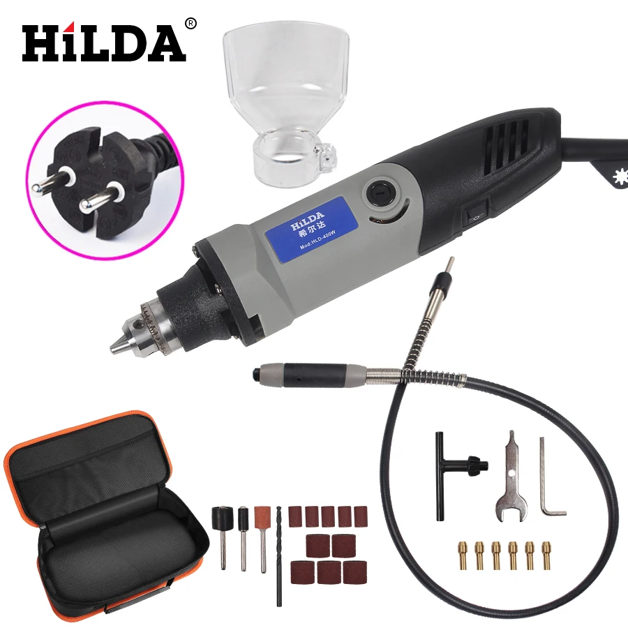 HILDA 25 шт. 400 Вт Dremel стильный инструмент с ЧПУ мини-дрель с гибким валом и аксессуарами электрические Деревообрабатывающие инструменты с переменной скоростью