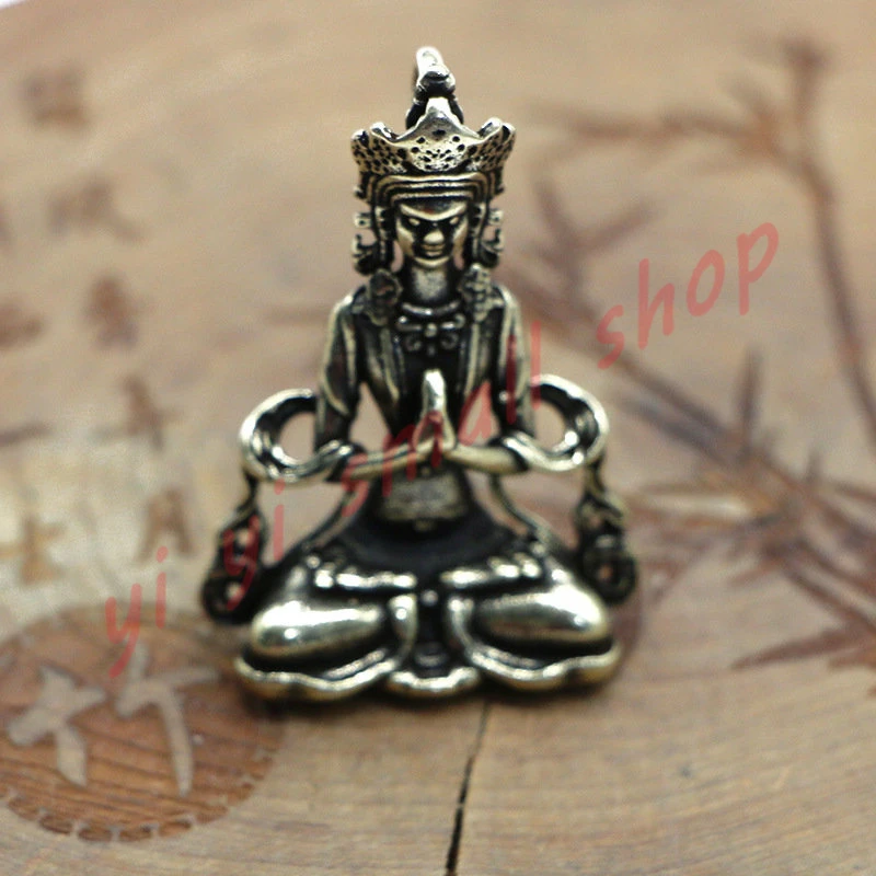 

Solid Brass Handmade Mini Guanyin key chain pendant Antique Gift pendant car key chain pendant