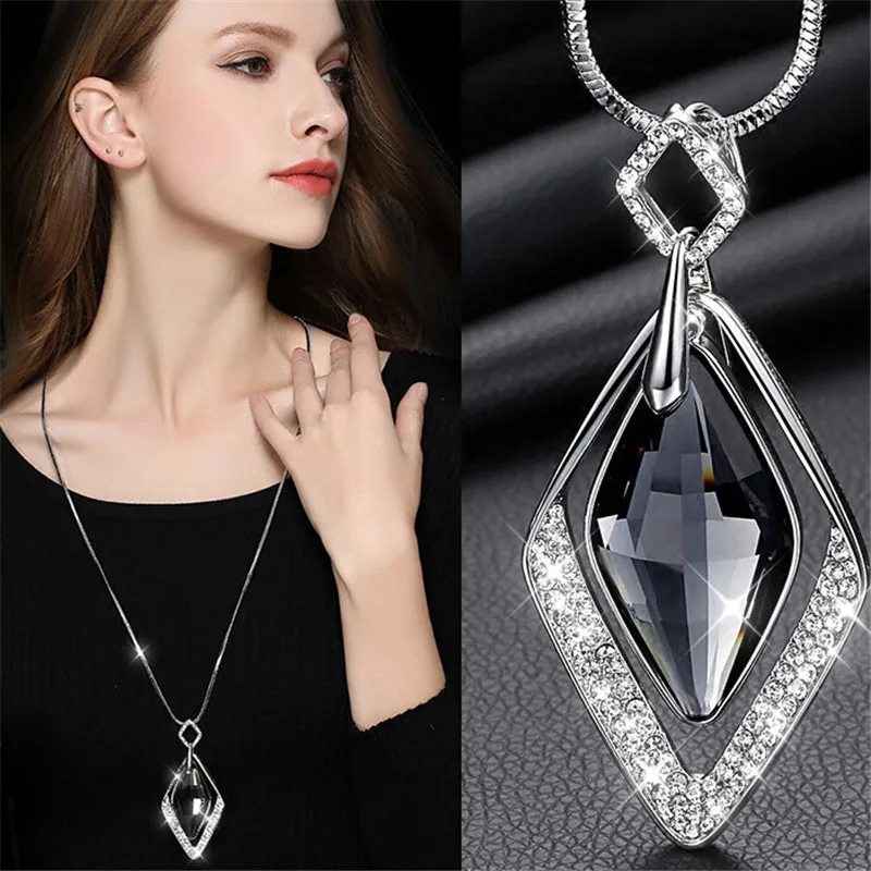 Цепочка с подвеской из серого камня 75 см|Ожерелья подвеской| |