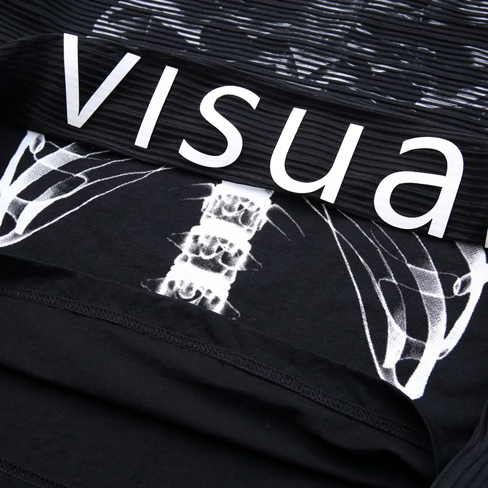 

Aolamegs Men's Tee Shirts Skeleton Letter Print Oversized T-shirt Men Casual All-match Hipster High Street Summer Streetwear men