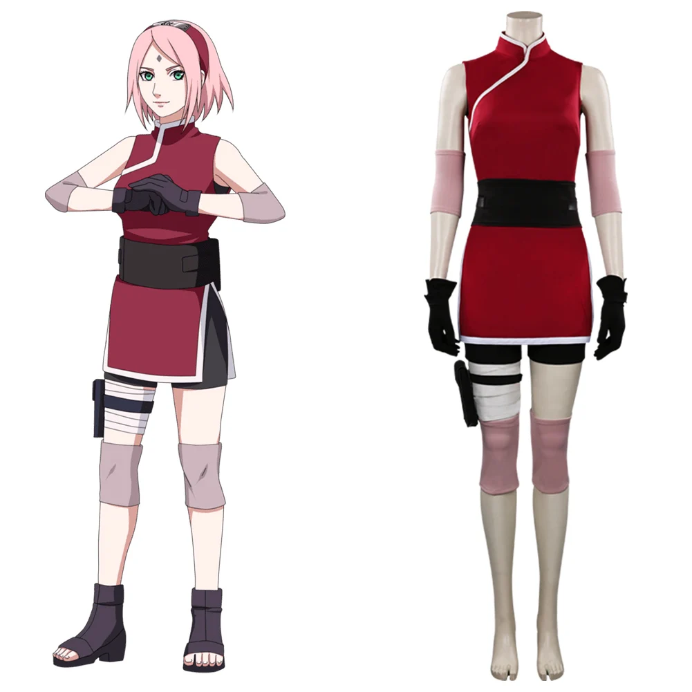 

Anime Haruno Sakura Cosplay Costume Women Girls Cheongsam Skirt Outfit Halloween Carnival Kimono Costumes