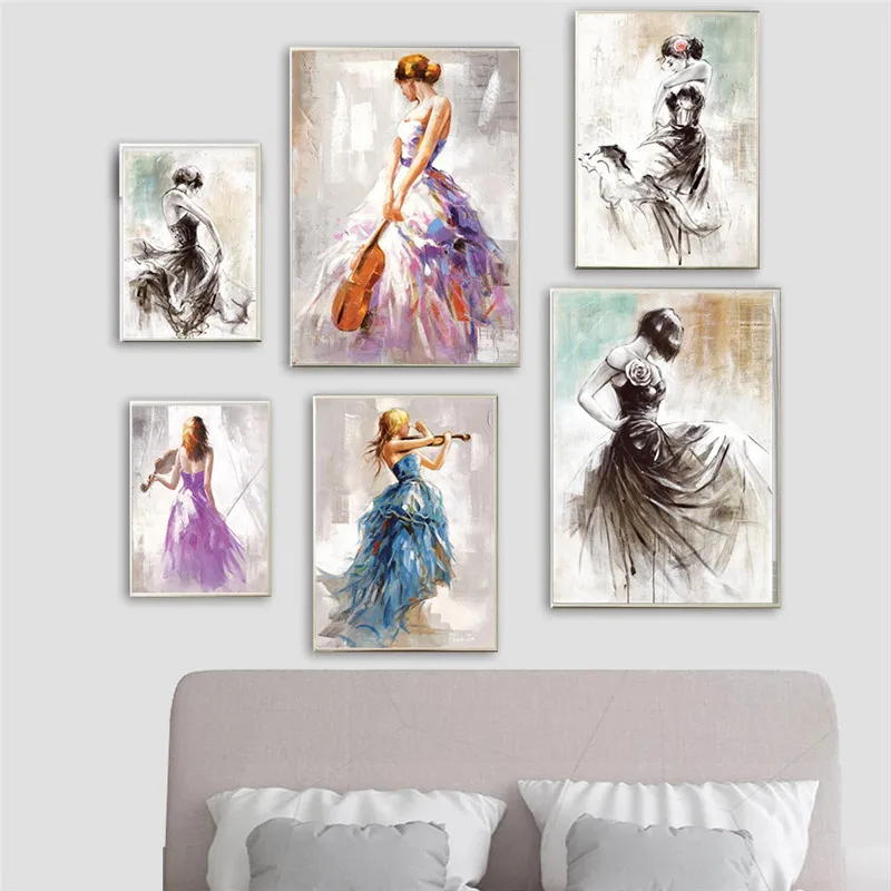 

Modern MuralLiving Room AbstractPaintingPoster Prints Decorative Painting Modern Girl Ballerina Art Painting