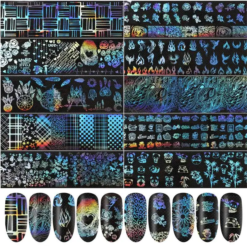 WY103 10 PCS LOVCARRIE 15 мл УФ Фольга для переноса ногтей s Гель-лак клей для фольги наклейки бумажные обертывания маникюр Дизайн ногтей украшения - Цвет: WY103 10 PCS