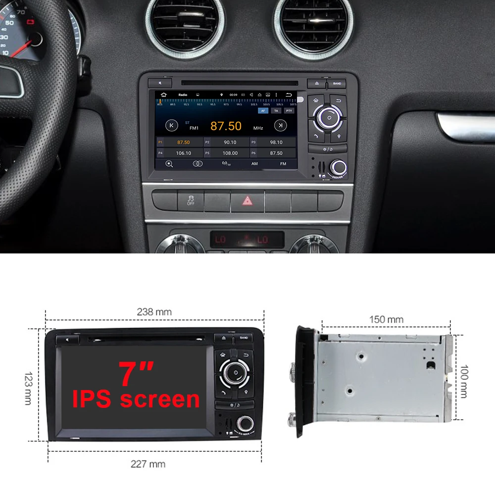 Eunavi 4G 64G DSP Android 9 0 автомобильный dvd для Audi A3 S3 2003-2013 2 din Авто Радио мультимедийный