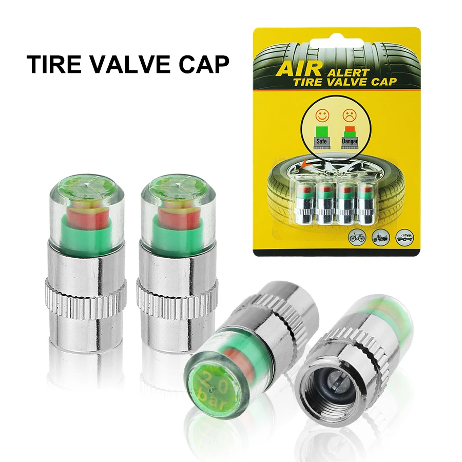 

Car Tire Pressure Monitor Valve Stem Cap Auto Sensor Indicator Diagnostic Tools Kit Air Alert with 4PCS