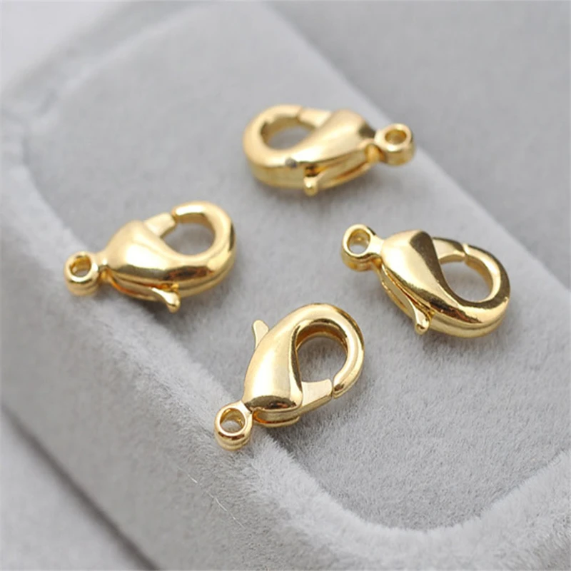

20PCS 10MM 12MM 15MM 24K Gold Color Plated Brass Lobster Clasps Connect Clasps High Quality Diy Jewelry Findings Accessories