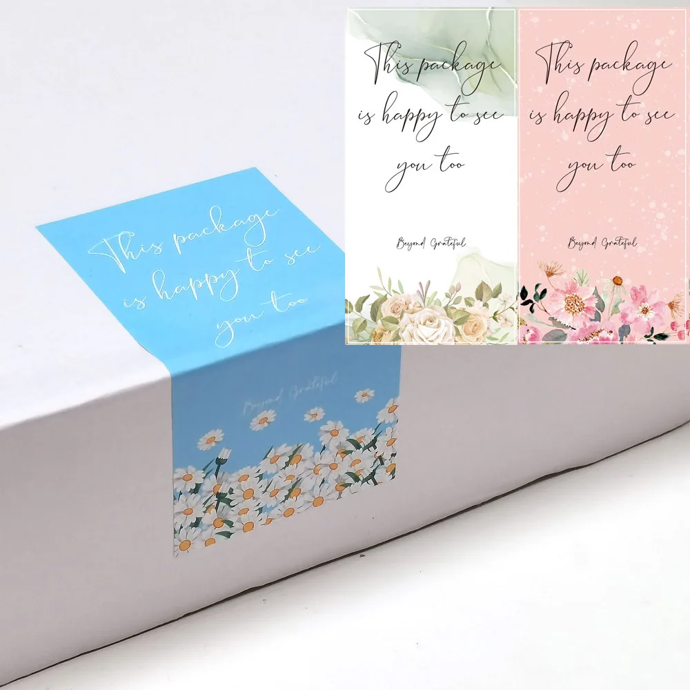 50 шт. 5 см * 10 прямоугольные ярлыки с цветами и надписью Thank You наклейки для