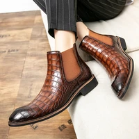 2021 springwinter mens chelsea bootsbritish style fashion ankle bootsblack brogues genuine leather casual shoes black boots