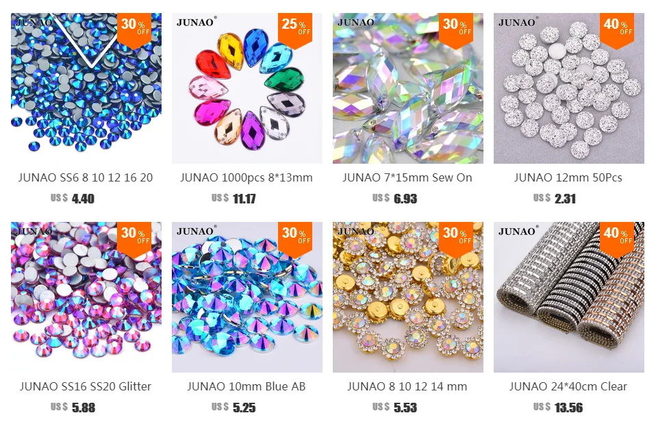 JUNAO, 8*22 мм, блестящие кристаллы AB, каплевидные Стразы, аппликация с плоской обратной стороной, Стразы для ногтей, не швейные камни для украшения