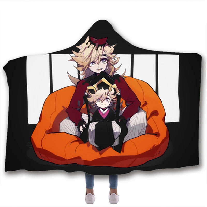 Бархатное одеяло с капюшоном и принтом в виде демонов|Одеяла| |