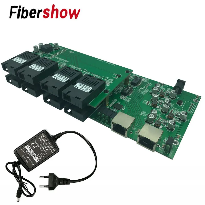 Гигабитный промышленный одномодовый оптоволоконный коммутатор Ethernet 8 155 м волоконный порт 2 1000 м RJ45 печатная плата