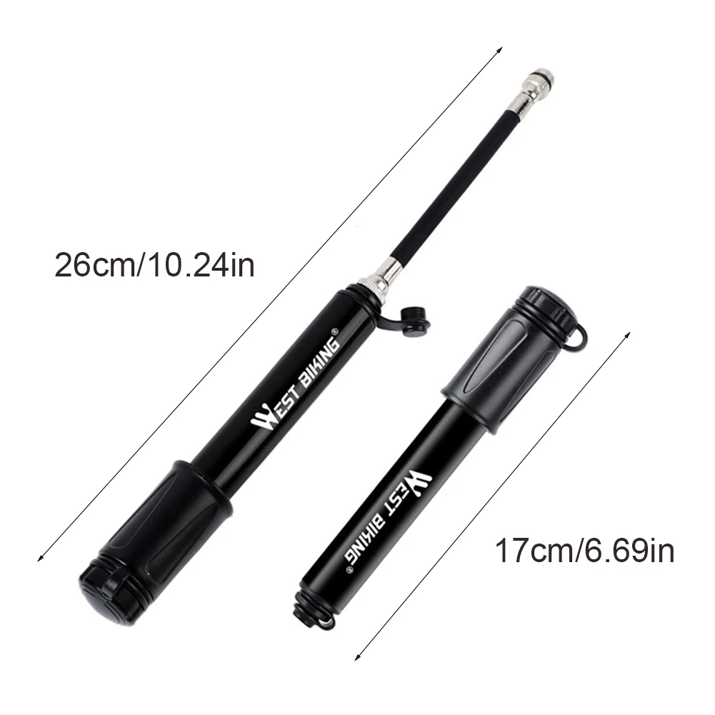 

Bike Pump Handheld 100PSI for Schrader/Presta Valve Portable Bike Tire Inflator with Accessories