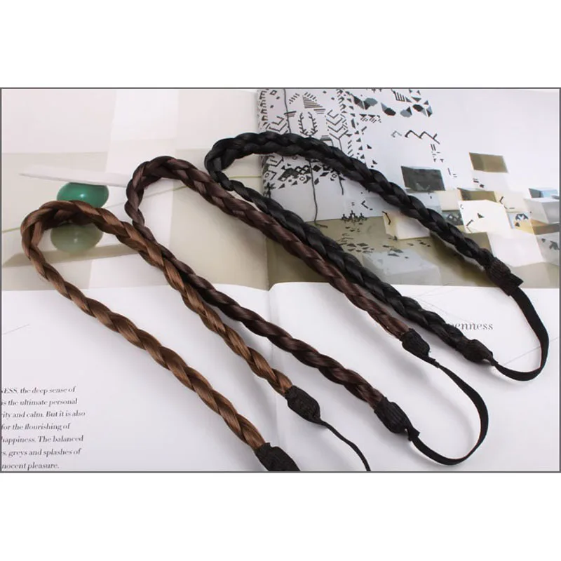 

3Pcs/Set Fashion Bohemian Women Lady Girl Hairband Synthetic Hairs Plaited Plait Elastic Braided Headband Hair Accessory BUTT666