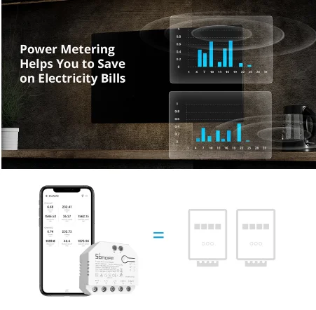 

SONOFF DUALR3 Wifi Smart Switch Automation Modules 2Way Control Power Metering Switch Dual Relay Work With Alexa Google Home
