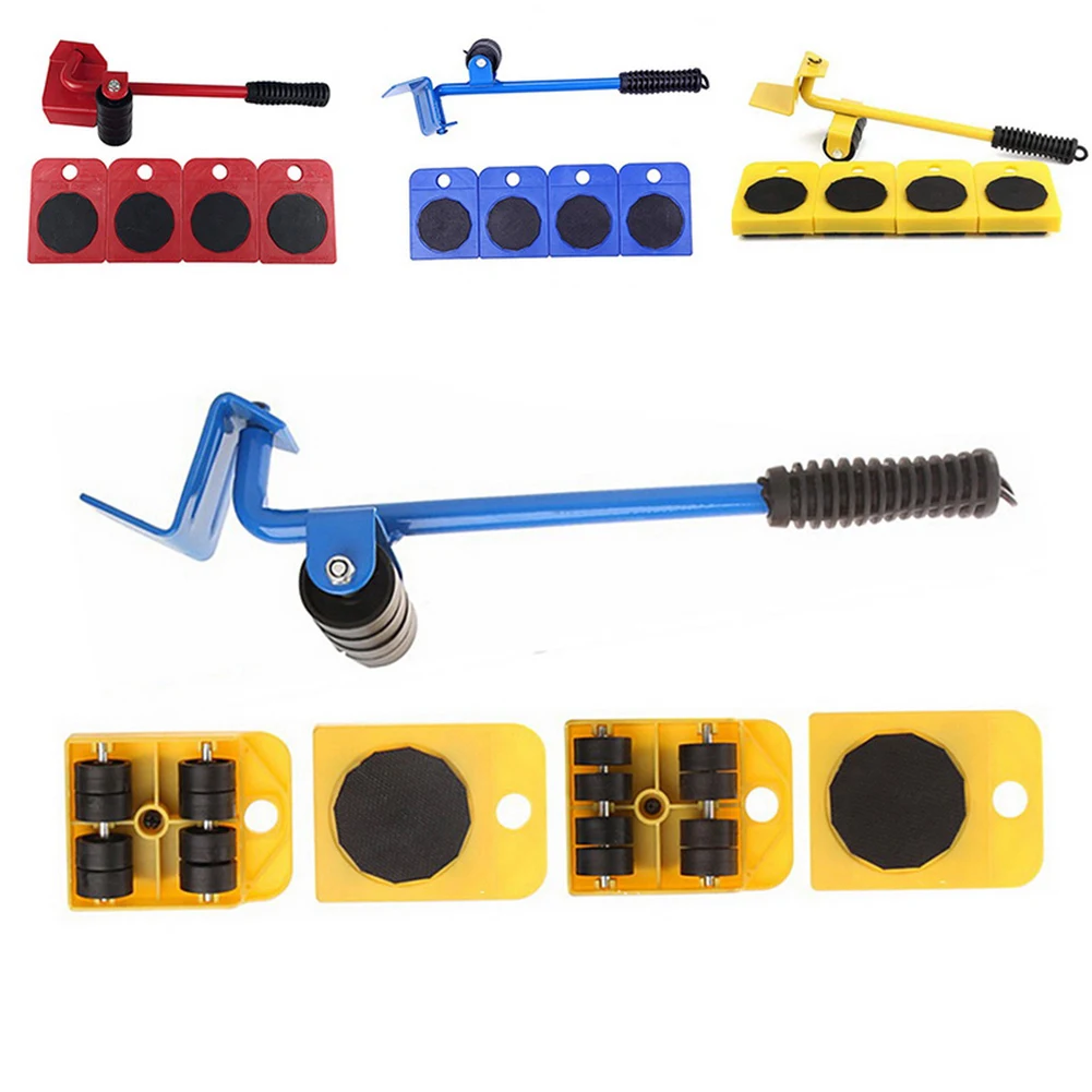 

5PCS/Set Professional Furniture Transport Lifter Tool Set Furniture Mover Wheel Bar Roller Device Heavy Stuffs Moving Hand Tools