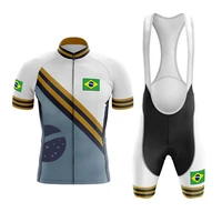 2021brazil team summer short sleeve cycling jersey set sport mtb cycling clothing mens bicycle road riding set bib shorts