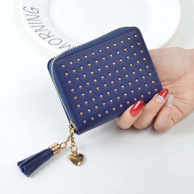 Женские кошельки с золотыми заклепками женские сумки на молнии портмоне клатч