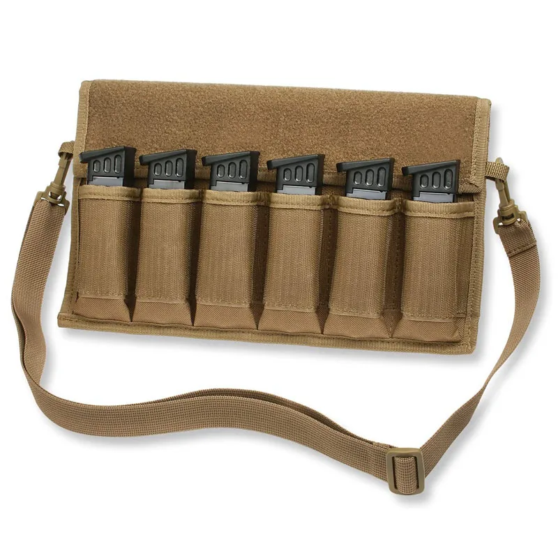 

1000D Molle 6 Magazine Pouch For Single/Double Stack Mag Pouch Bag Men's Shoulder Hand Bag Pistol Mag Holder For Glock 17 19 G2C