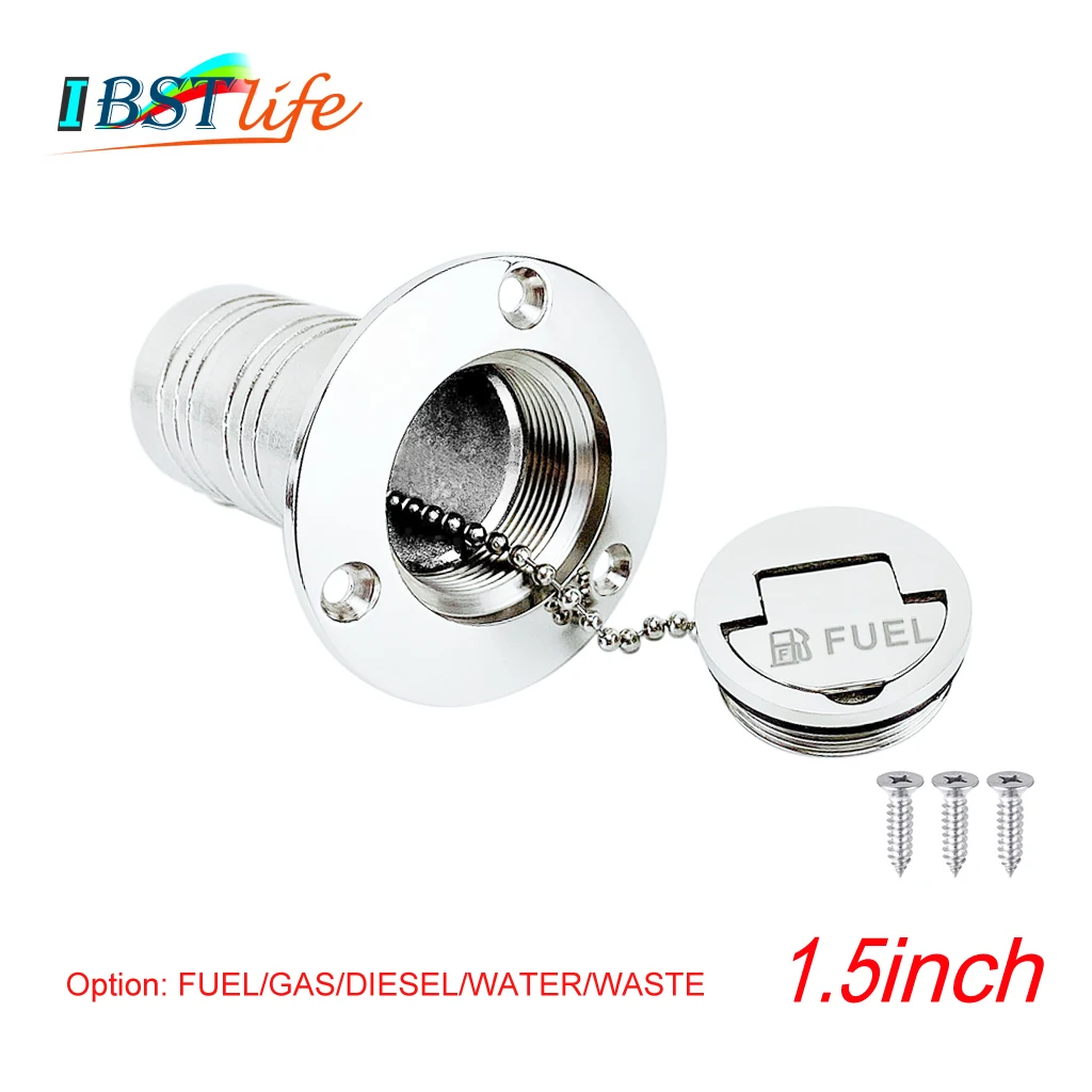 

1.5" 38mm Deck Filler Fill FUEL GAS DIESEL WATER WASTE stainless steel 316 Keyless Cap boat Hardware accessories Socket yacht