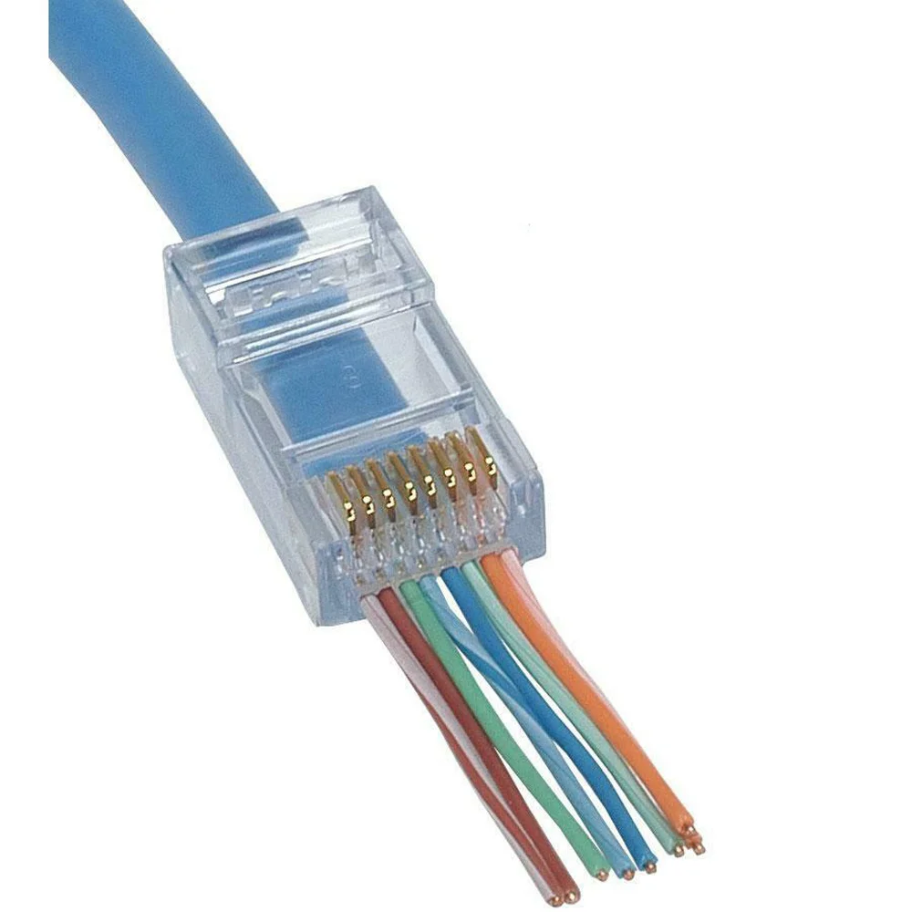 

100pcs RJ45 through modular plug network cable connector terminal 8p8c cat6
