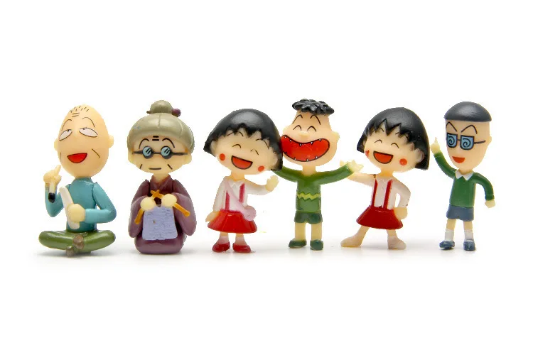 

12pcs/set Anime Chibi Maruko-chan family Classmate Figure Desk Ornament Mini Cute Model Fairy Garden Moss Miniature Toys Decor