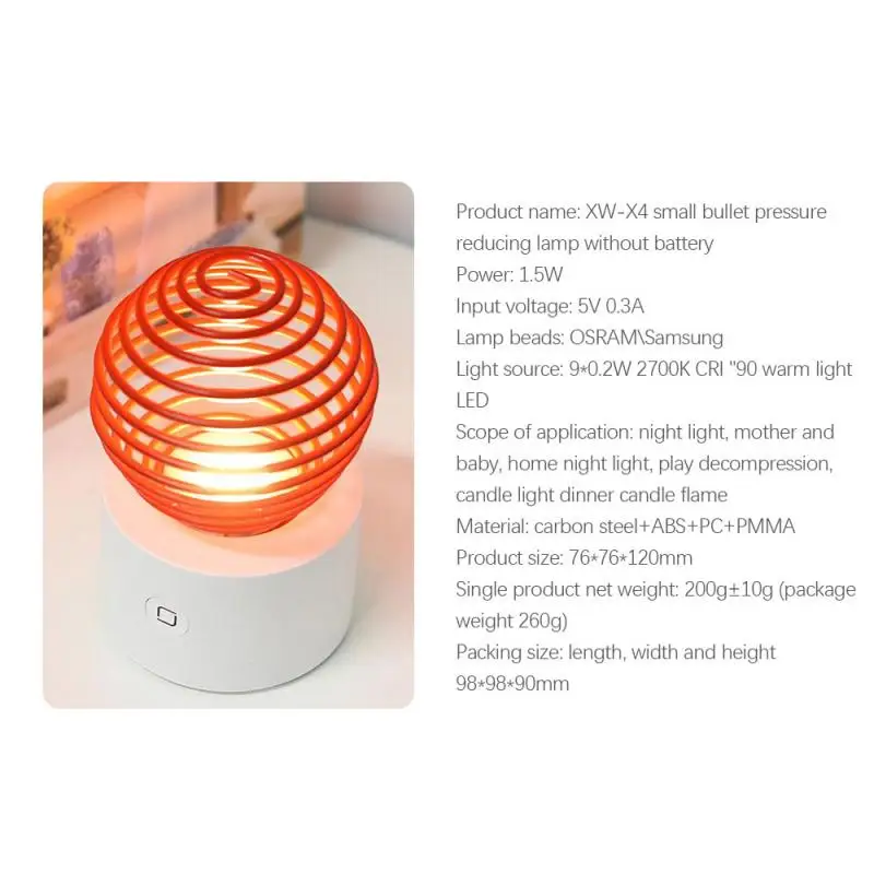 

NEW Bedroom Bedside Lamp Decompression Night Light Projection Candle Lamp Finger Touch Spring Night Lights Atmosphere Light