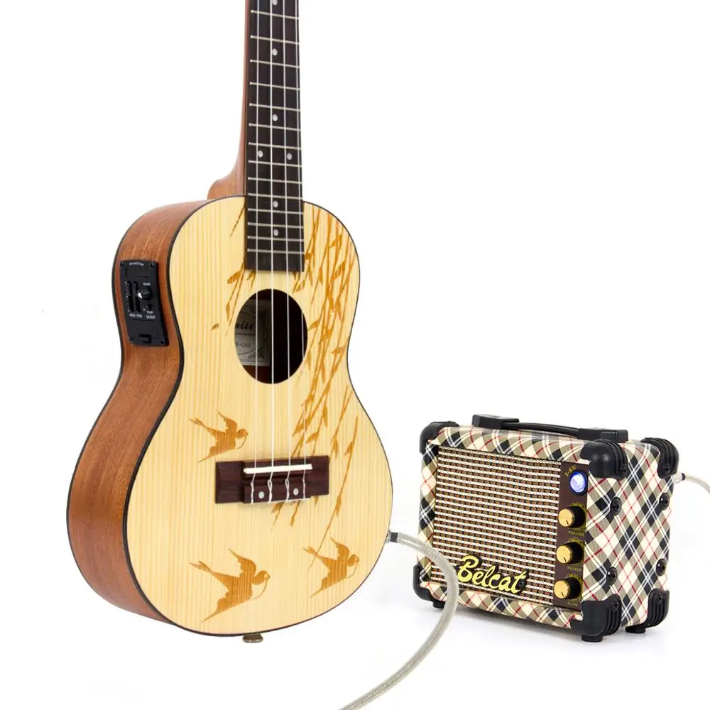 Укулеле для концерта 23 дюйма 4 струны с узором в виде Ласточки и ивы|guitare guitare|guitar