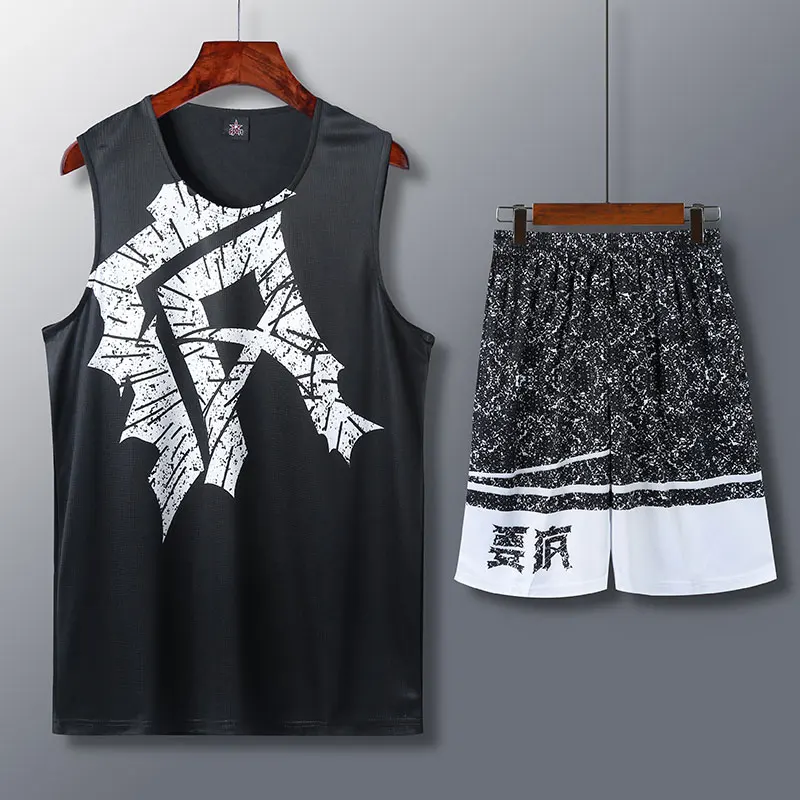 091 black set Для мужчин женский баскетбольный трикотажный тренировочный костюм спортивный комплект Костюмы рубашки униформа для игры в баскетбол в колледже персонализированный заказной печати - Цвет: 091 black set