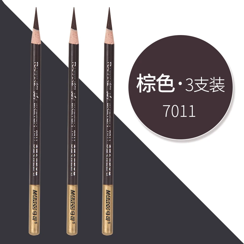 3 pcs 7011 Brown Марко черный/белый/коричневый уголь хайлайтер эскиз карандаш для рисования комплект, принадлежности для живописи профессиональные инструменты для рисования - Цвет: 3 pcs 7011 Brown