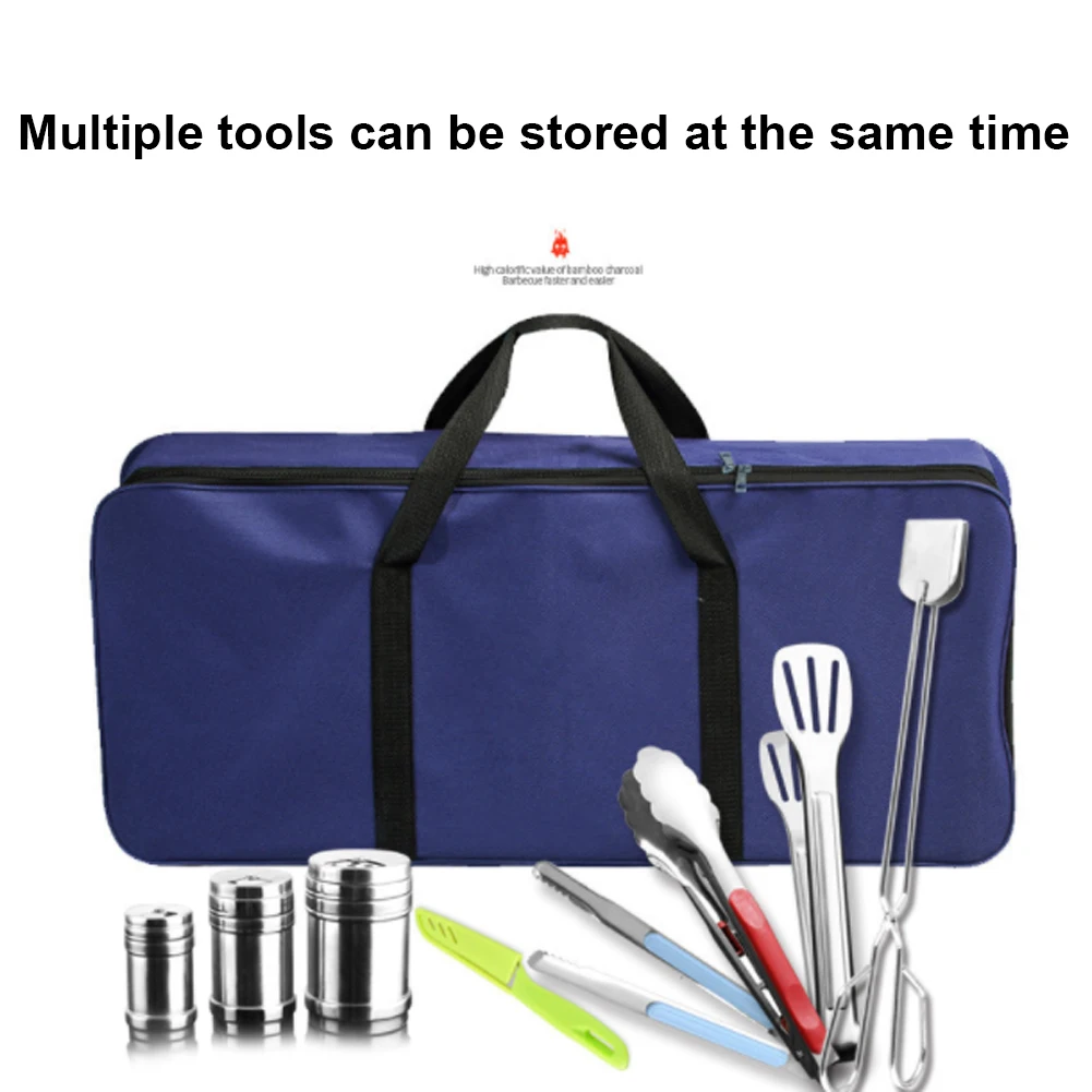 

BBQ Grill Tools Carry Bag Heavy-Duty Oxford Fabric Waterproof Zipper Carrying Bag With Handles Barbecue Accessories Travel Bag