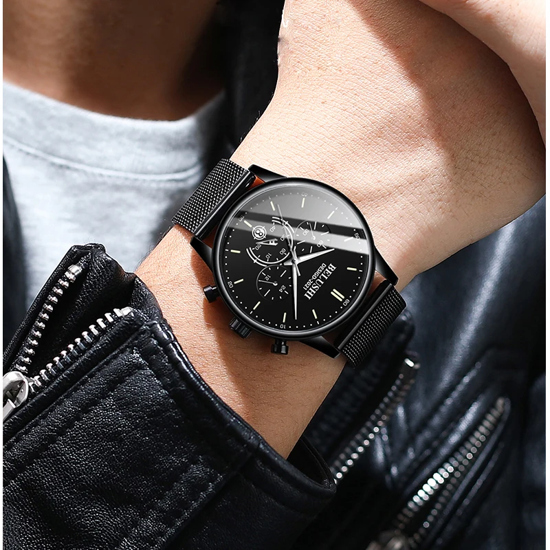 

BELUSHI Top Brand Luxury Men Watch Full Steel Waterproof Sport Quartz Mens Watches With Chronograph Wristwatch Relogio Masculino