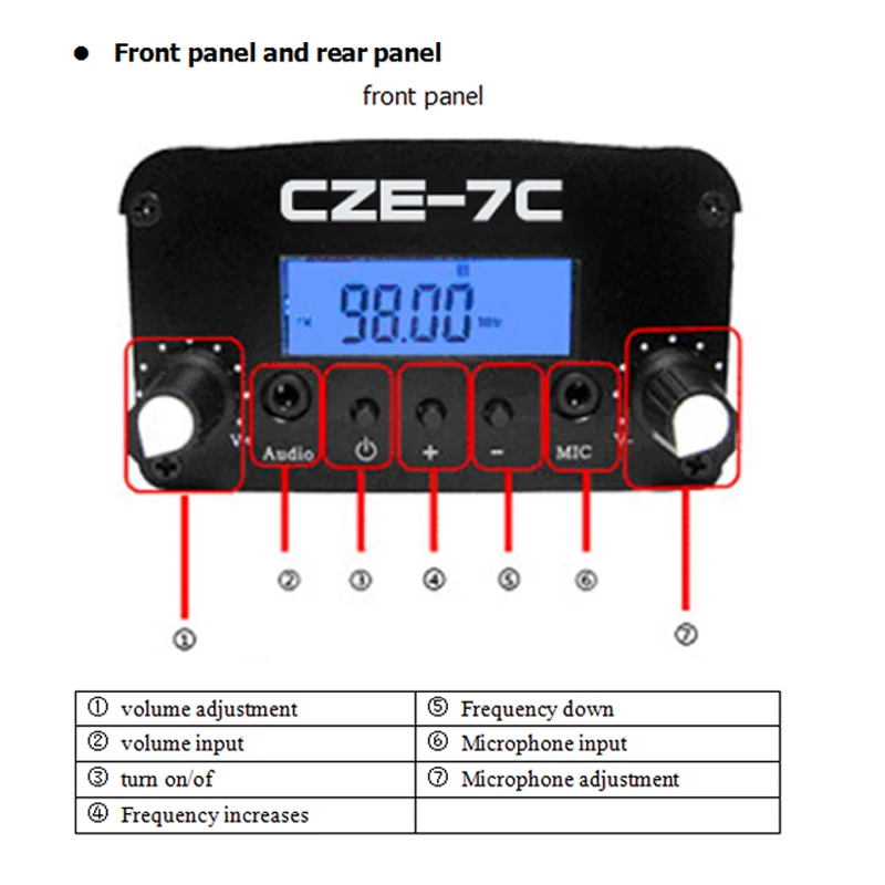 CZERF CZE-7C Stereo PLL Автомобильный FM-передатчик 7 Вт с автомобильной антенной |