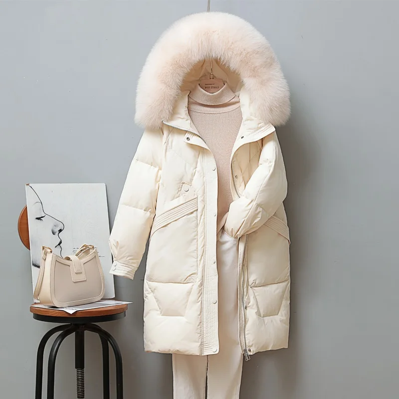 

2021 Autumn Winter Women New Clothes White Duck Down Outwear Female Long Down Jackets Ladies Warm Thick Oversized Coats Q508