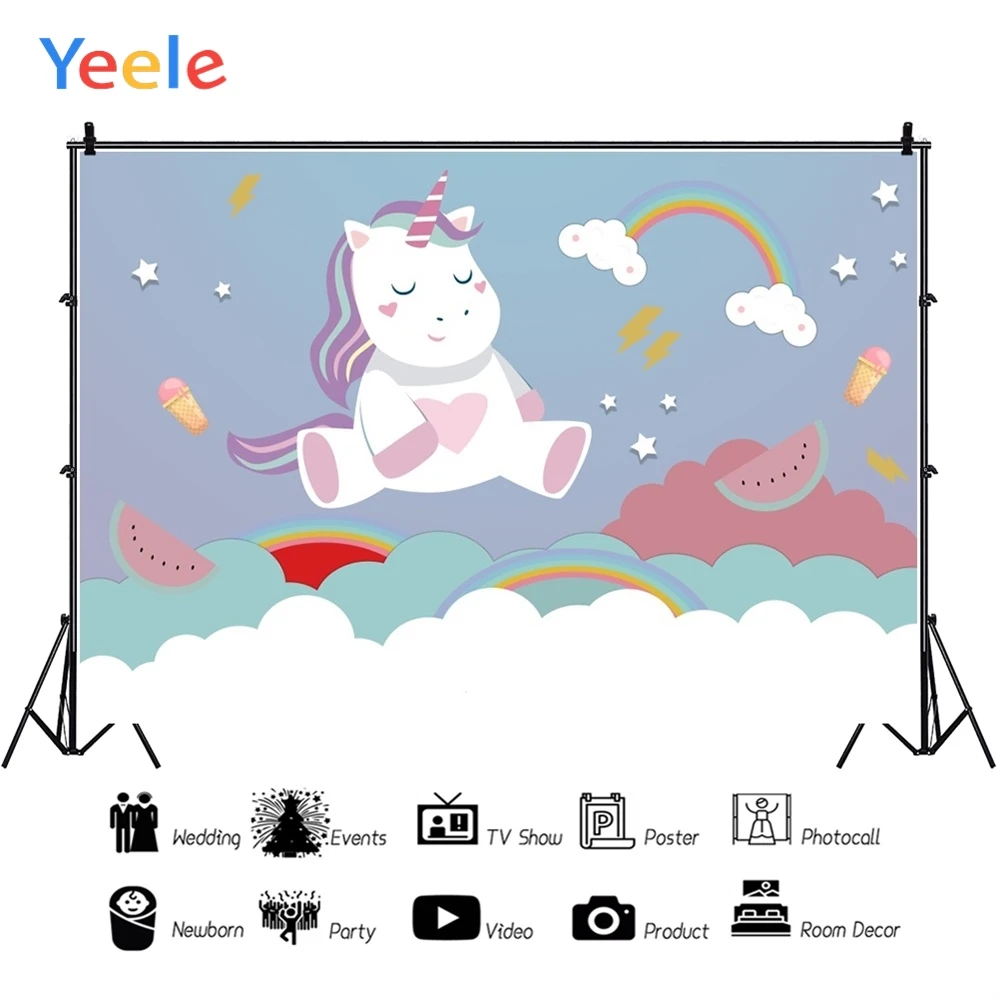 Yeele Единорог Baby Shower вечерние радужные Новорожденные Ins фотофоны