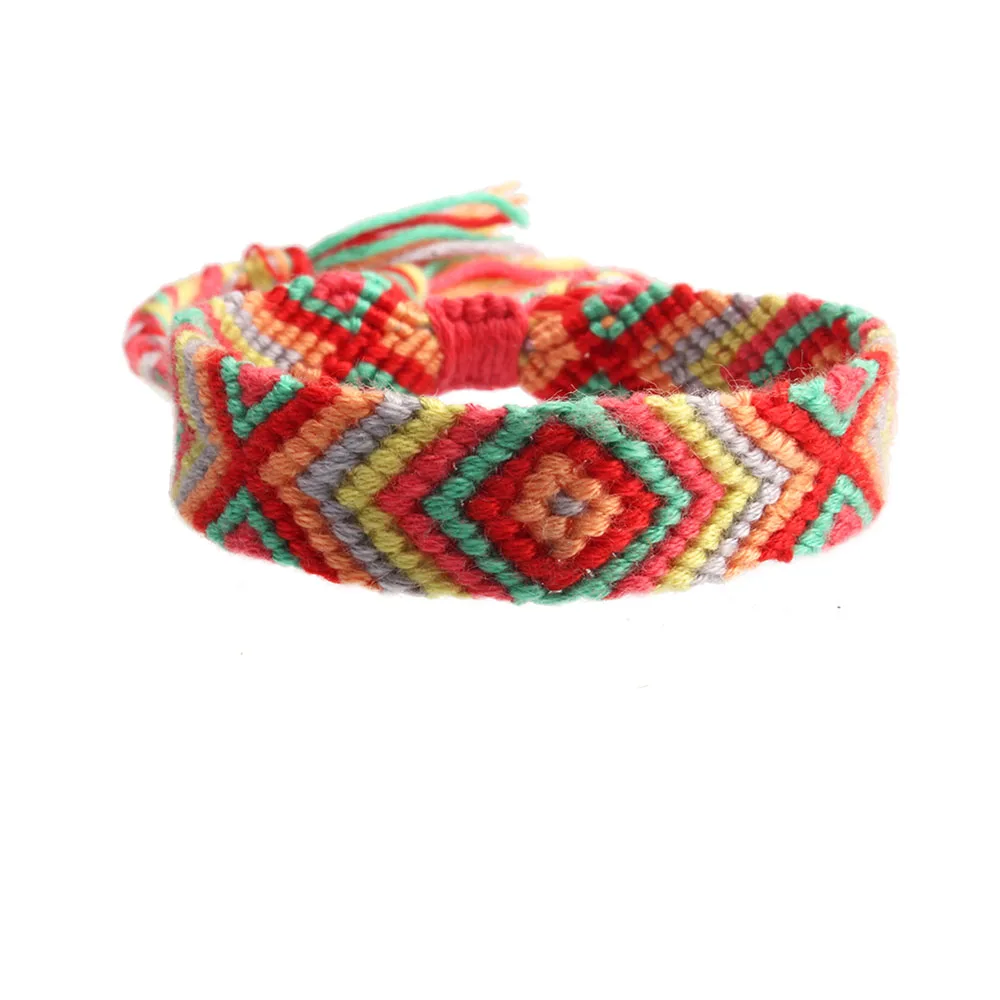 Мужской/женский плетеный браслет в стиле бохо Майя злой глаз оранжевого красного