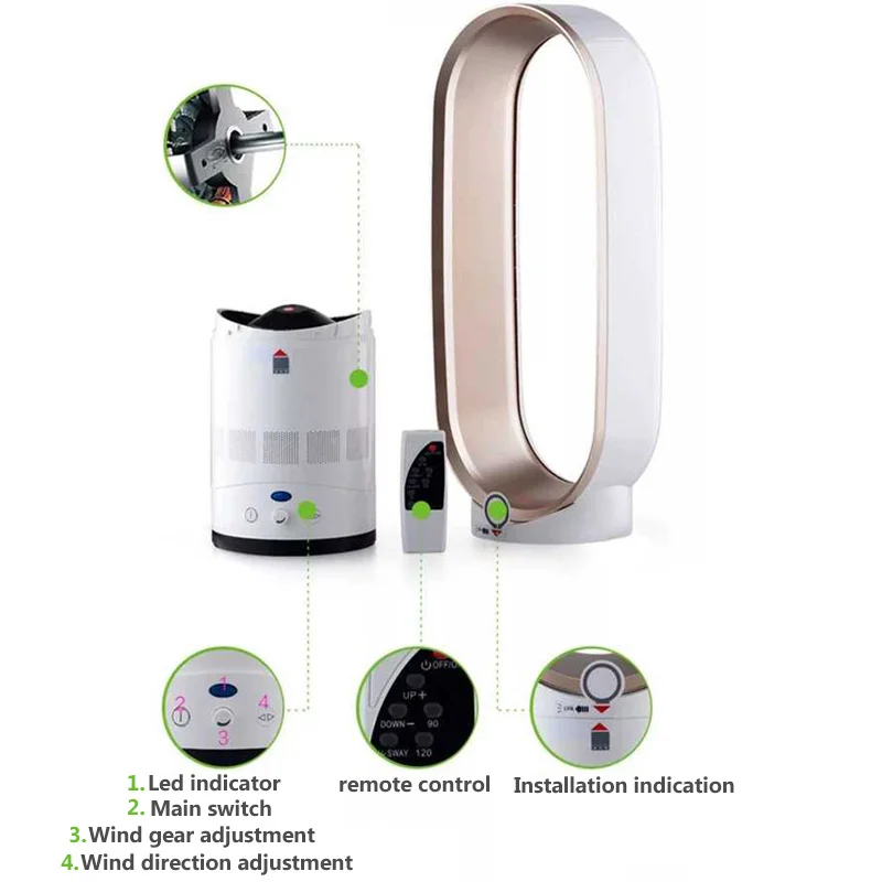 Беслопастной электрический вентилятор 14/16 дюйма вентиляторы с дистанционным