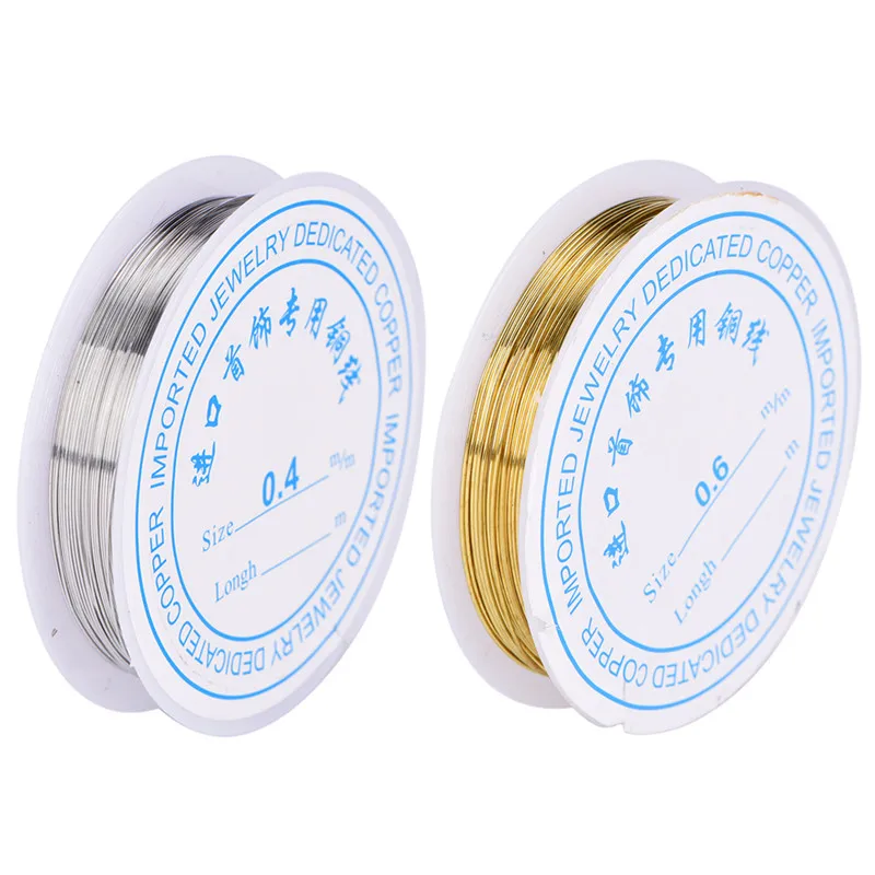 

0.2/0.3/0.4/0.5/0.6/0.8/1mm 1 Roll Alloy Cord Silvery Goldrn Craft Beads Rope Copper Wires Beading Wire Jewelry Making