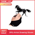 2 шт перчатки для рисования художника для любого графического стола для рисования 2 пальца противообрастающие перчатки для правой и левой руки