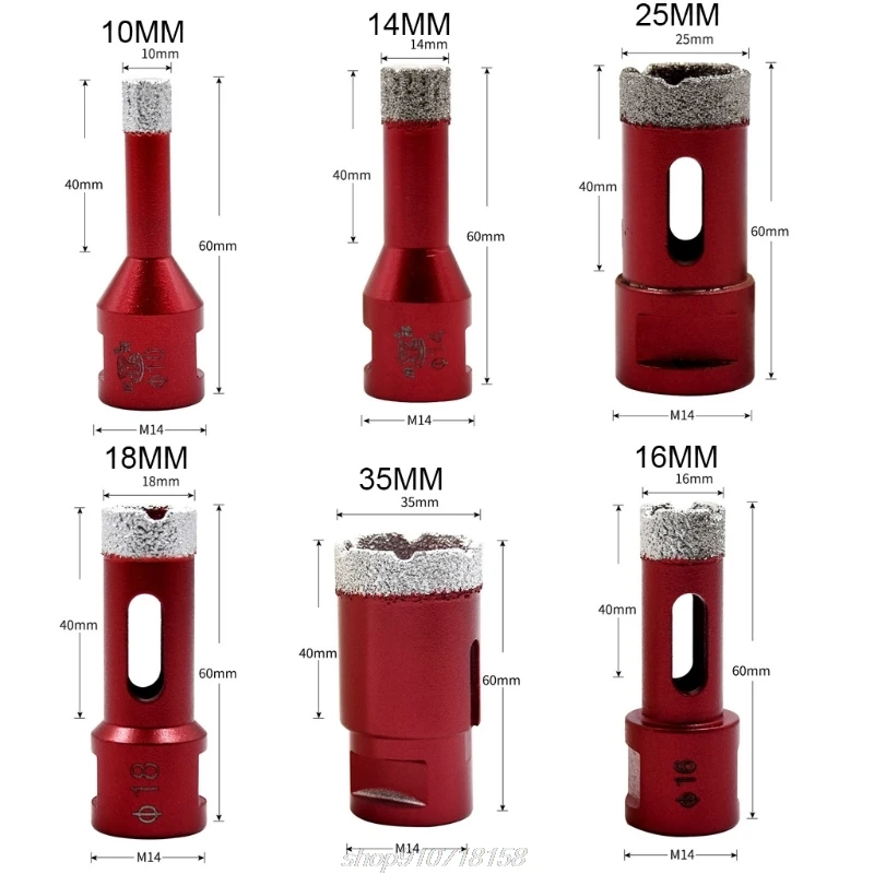 

6-75mm M14 Vacuum Brazed Drill Bit High Hardness Less Resistance Hole Saw Cutter for Marble Concrete Ceramic M17 21 Dropship