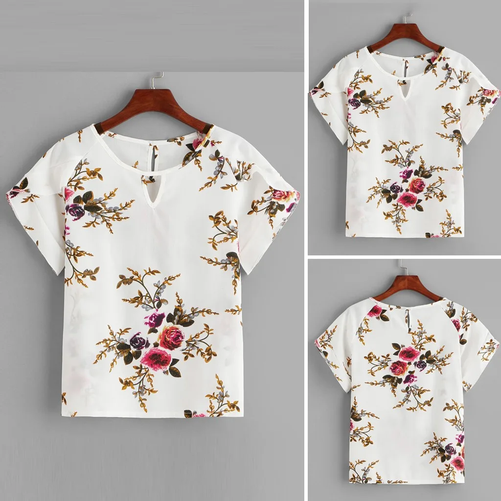 Женская футболка с цветочным принтом летняя цветочный принт v образный вырез