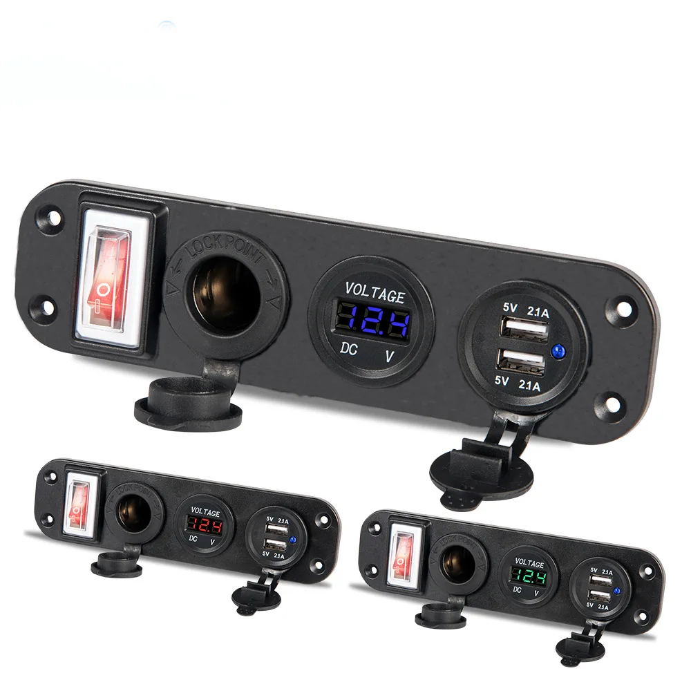 

The New 12-24V Car Phone Charger Has Been Converted Into A Double Usb Digital Display Panel Universal