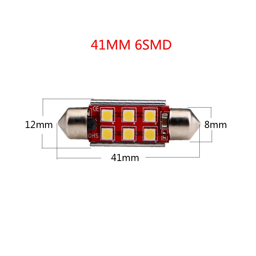 2 шт. Автомобильные светодиодные лампы для чтения 3030 6smd 31 36 39 41 мм