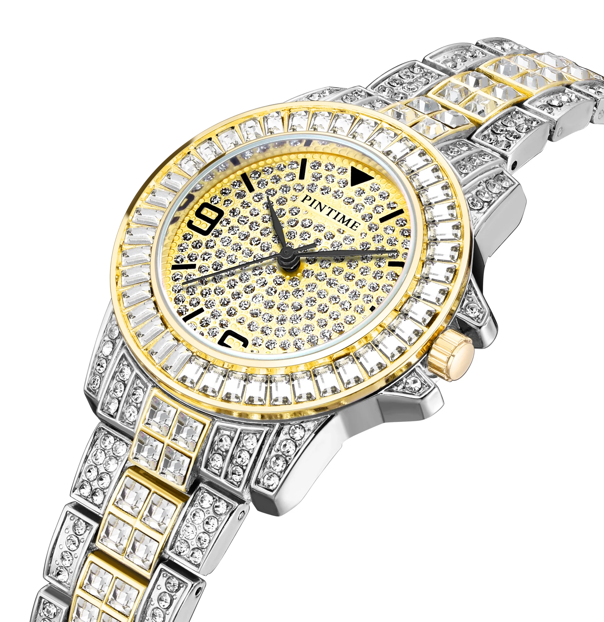 

Diamond Iced Out Mens Watches Top Brand Luxury Stainless Steel Hip Hop Watch Men Gold Clock Reloj Relogio Masculino Montre Homme