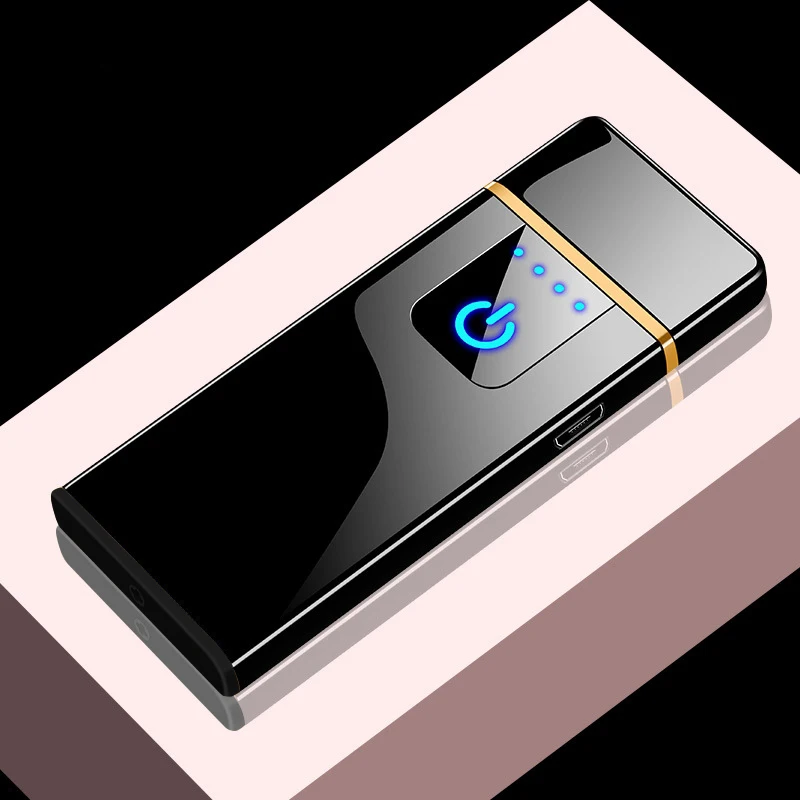 

Fingerprint Induction USB Lighters Rechargeable Ultra-thin Male Personality Plasma Flameless Electric Lighters Gadgets for Men
